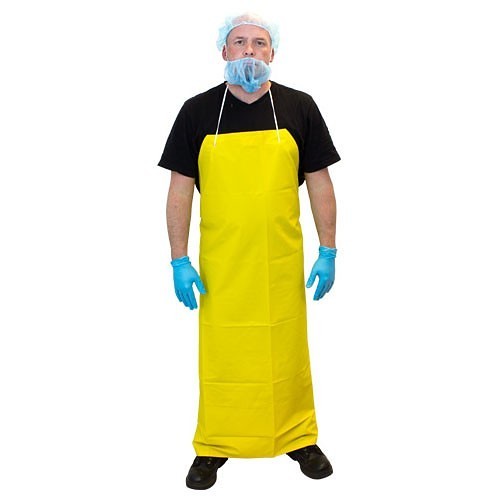 The Safety Zone® MY-35-50SZ Apron, Vinyl Reinforced Polyester Apron, 50 in Length, 35 in Width, Yellow